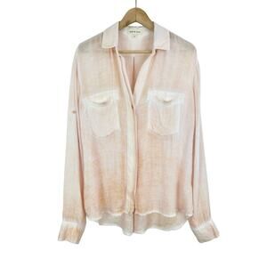 Cloth & Stone Ombré Hand Dyed Long Sleeve Sheer Button Down Peach Size M